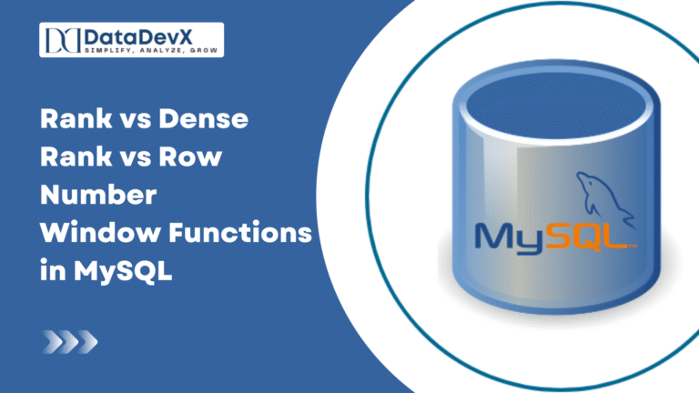 Rank vs Dense Rank vs Row Number Window Functions in MySQL